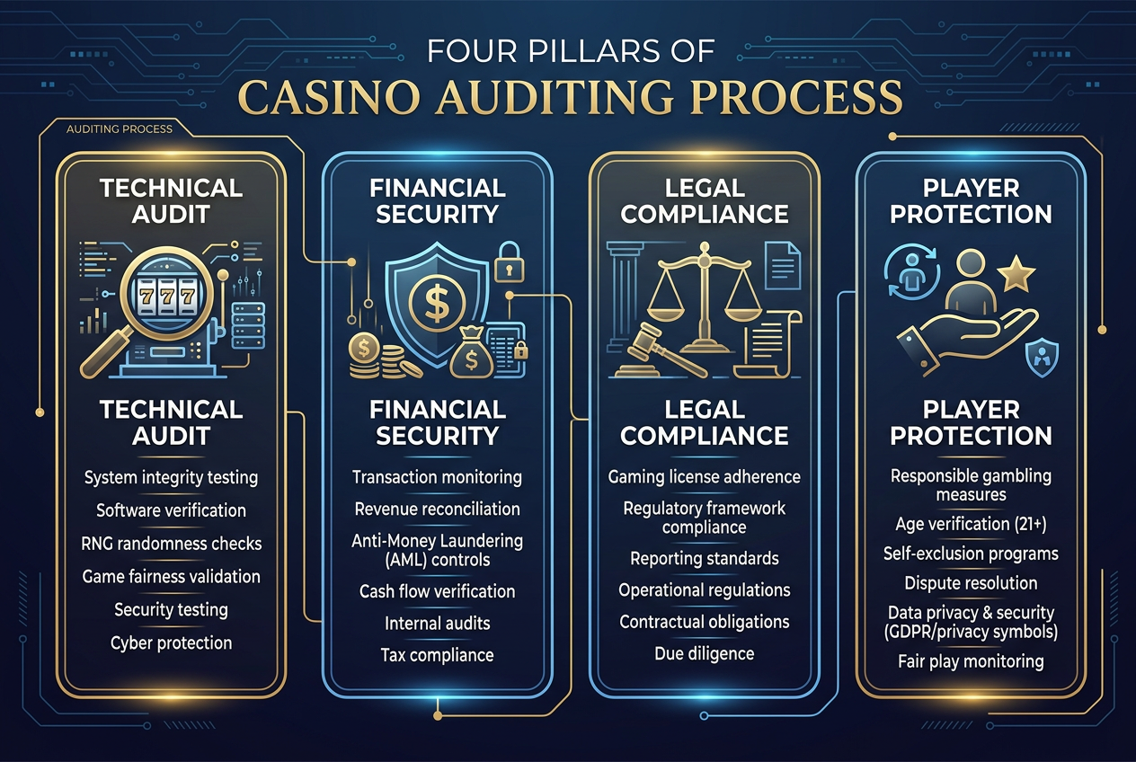 Metodika testování iGaming platforem - čtyři pilíře auditu